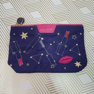 ESTEE LAUDER Star Lip Stick  Printed  Cosmetic Makeup Bag ~ Dark Blue 9" X 5½".
